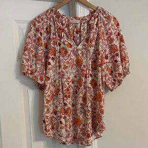 Knox Rose Floral Blouse - Red and Orange